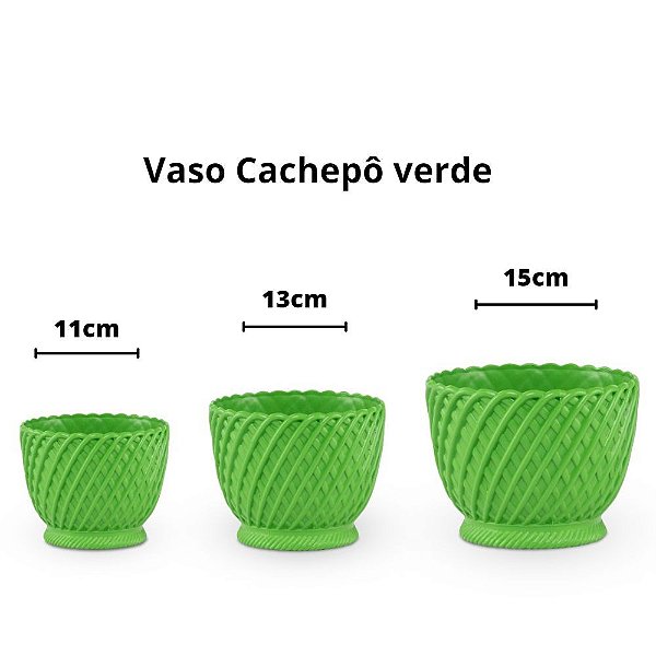 Vaso cachepô plástico verde - 15cm