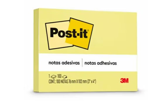 POST-IT 3M AMARELO 76 MM X102 MM(3" X 4") 100 FLS