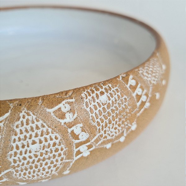Pasta Bowl Branco com detalhe em renda renascença 1L