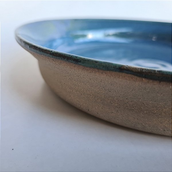 Prato fundo com aba Azul  25 x 4cm
