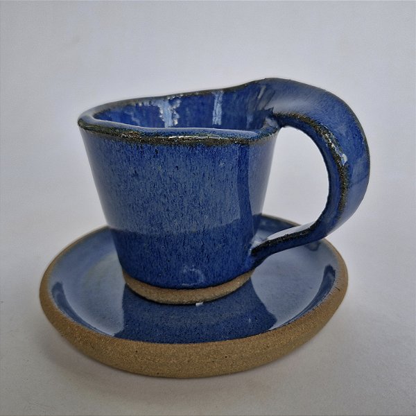 Xícara alça Laço Azul 120ml com pires