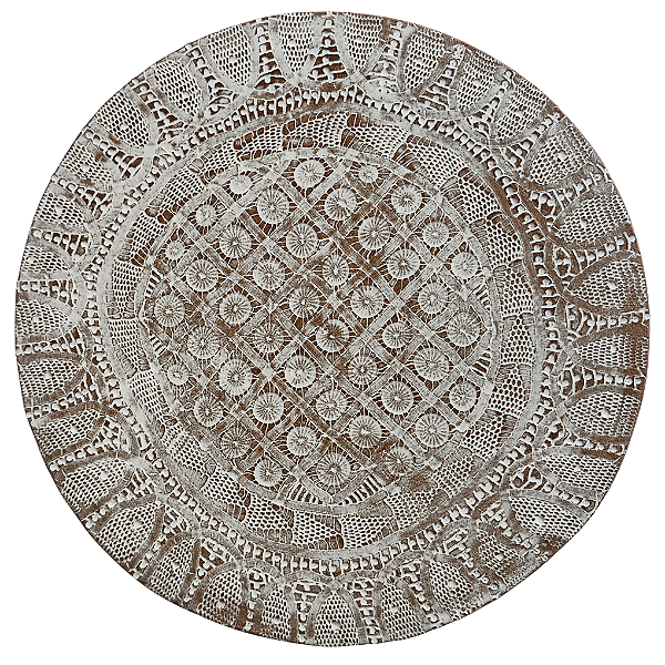 Sousplat de cerâmica com detalhe em renda renascença - Modelo 1