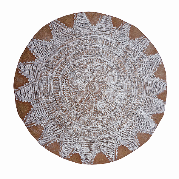 Sousplat de cerâmica com detalhe em renda renascença - Modelo 2