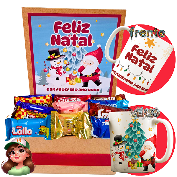 Caixa de Chocolates com caneca de Natal