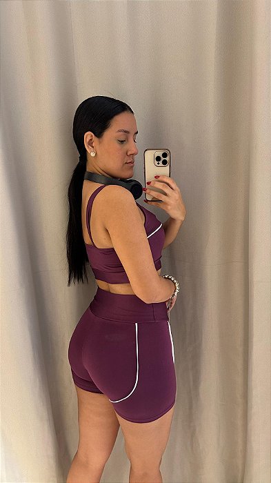 Conjunto LUNAR de short premium polieste sem bojo ROXO