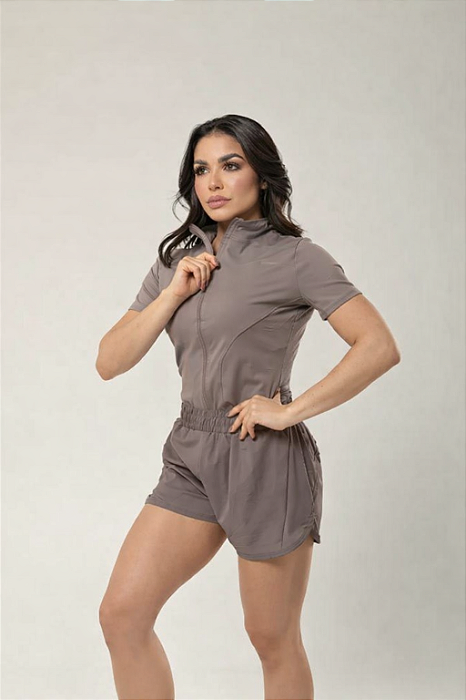 BLUSA Sculp poliamida com ziper bem acinturada