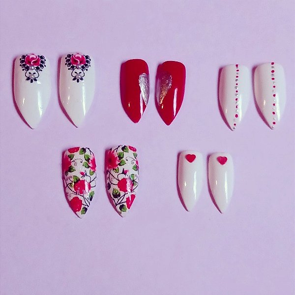 Unha floral c/10 unidades