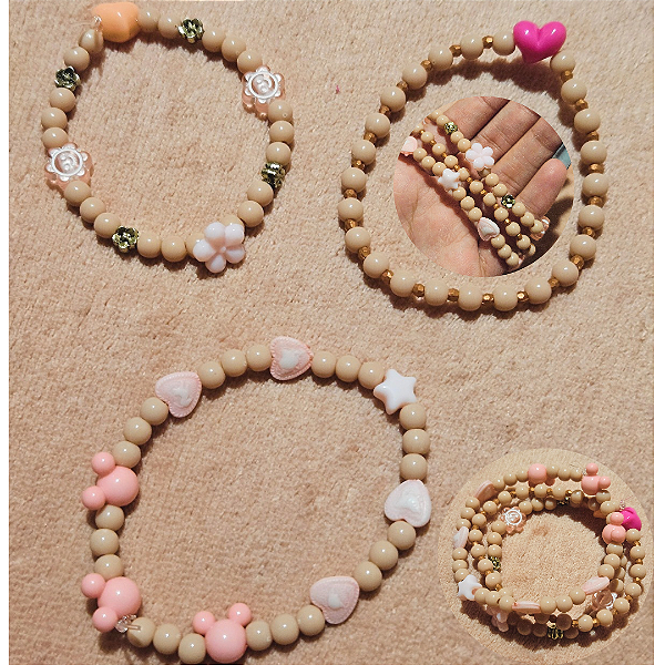Kit pulseiras miçanga nude