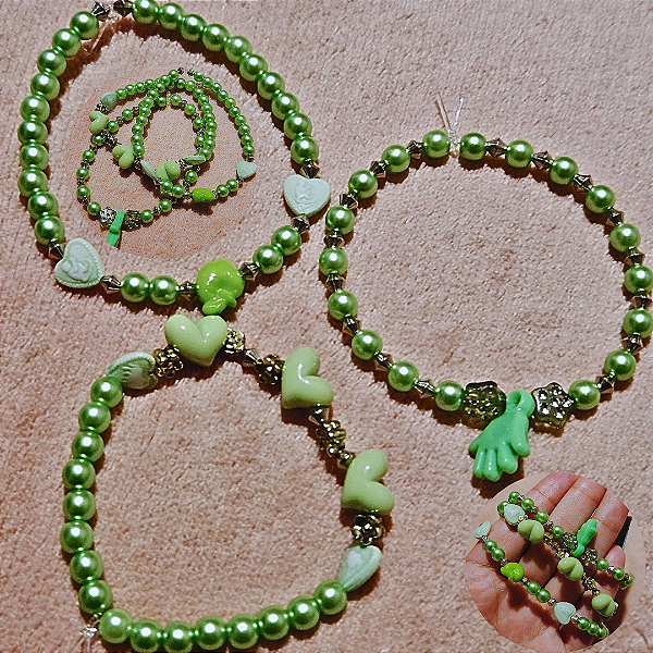 Kit pulseiras miçanga verde