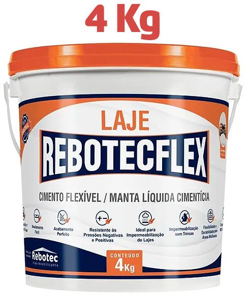 RebotecFlex Laje, Banheiro e Parede 04Kg - Manta Líquida Cimento Flexível - Original
