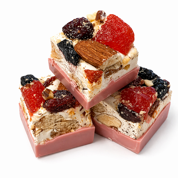 Torrone de Frutas Vermelhas Com Base de Chocolate Ruby - 100g (com 6 unidades de 25g cada)