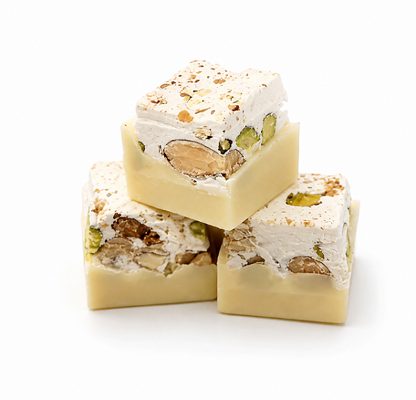 Torrone de Pistache Com Base de Chocolate Branco - 100g (com 6 unidades de 17g cada)