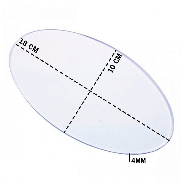 Kit 02 pçs Base Acrílica Oval Transparente 18x10cm COM BORDA - RU64