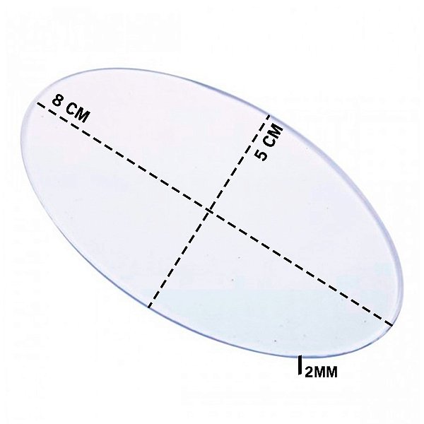 Kit 06 pçs Base Acrílica Oval Transparente 8X5cm - RU61