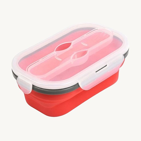 Marmita Retrátil de Silicone e Talheres 800ml - HM9414
