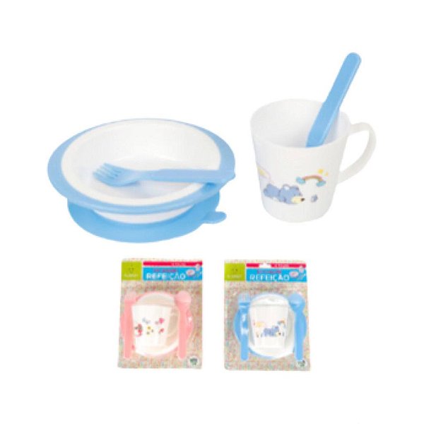 Conjunto infantil para Refeição com 4 Peças Prato, Caneca e Talheres - IAL003