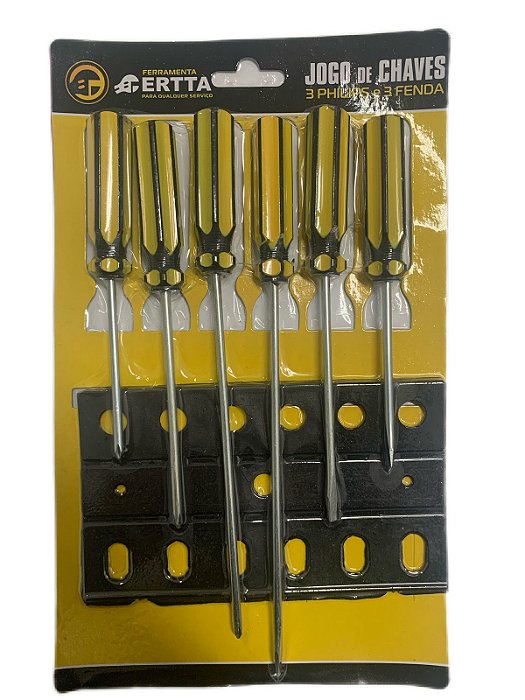 Kit Chaves de Fenda e Phillips Jogo com 6 Peças + Suporte - FERR-247