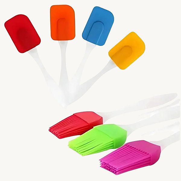 Kit com 2 Peças Utensílios de Cozinha Espátula e Pincel de Silicone - PD-01