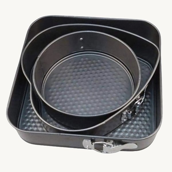 Kit Formas De Alumínio Teflon Fundo Removível - HM9060