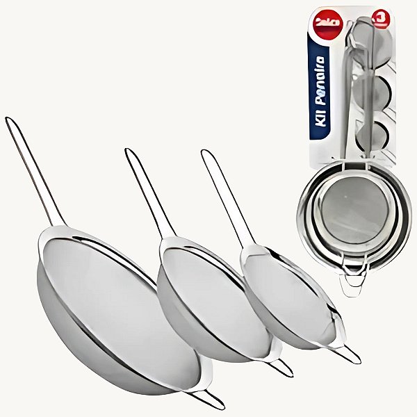 Peneiras Aço Inox 7,8,10cm 3 Peças - D0258 / UCO518