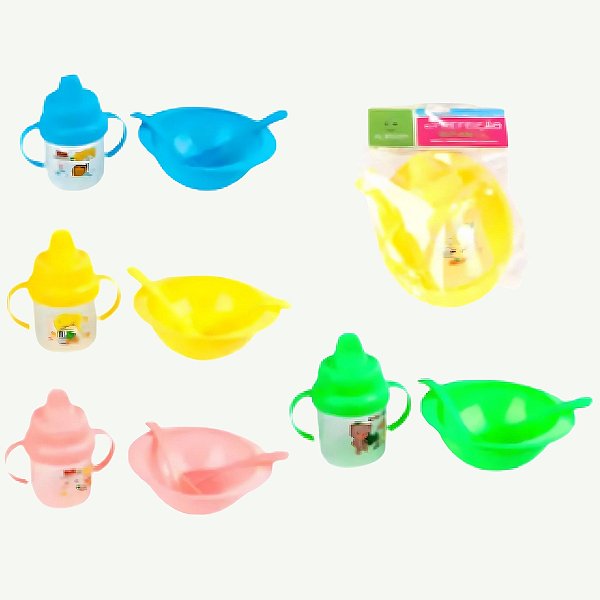 Kit Refeição Infantil 04 pçs Bowl, Talheres E Copo Com Bico - KRI-64