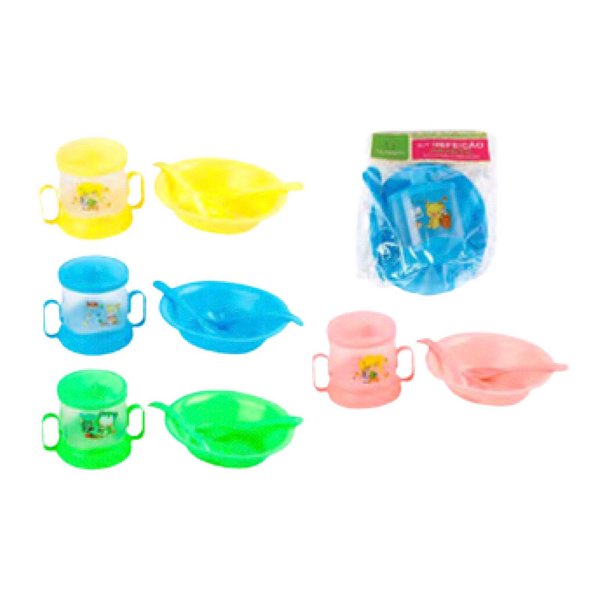 Kit Refeição Infantil 04 pçs Prato, Copo E Talheres - KRI-65