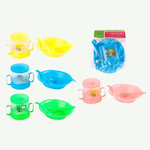 Kit Refeição Infantil 04 pçs Prato, Copo E Talheres - KRI-65
