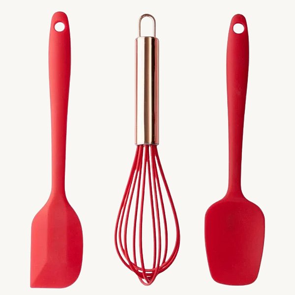 Kit 3 Utensílios De Cozinha Silicone Vermelho - CK5180