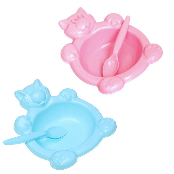 Prato para Refeição do Bebê de Gatinho com Colher - 8979