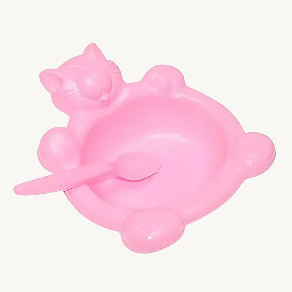 Prato para Refeição do Bebê de Gatinho com Colher - 8979