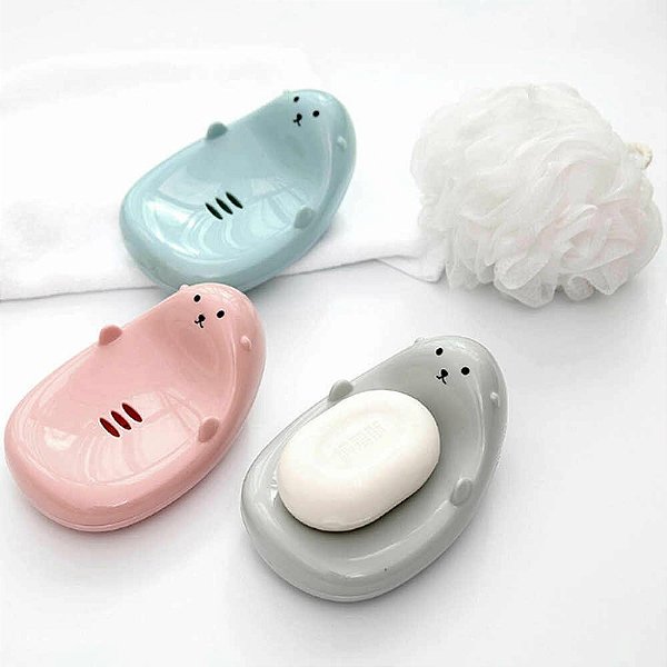 Saboneteira de Ursinho De Plástico Organizador Para Banheiro Com Furos Fofa - 3206