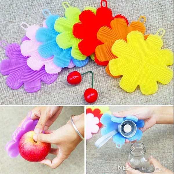 Esponja de Silicone Limpeza Antibacteriana para Lavar Louça Formato Flor - 3217