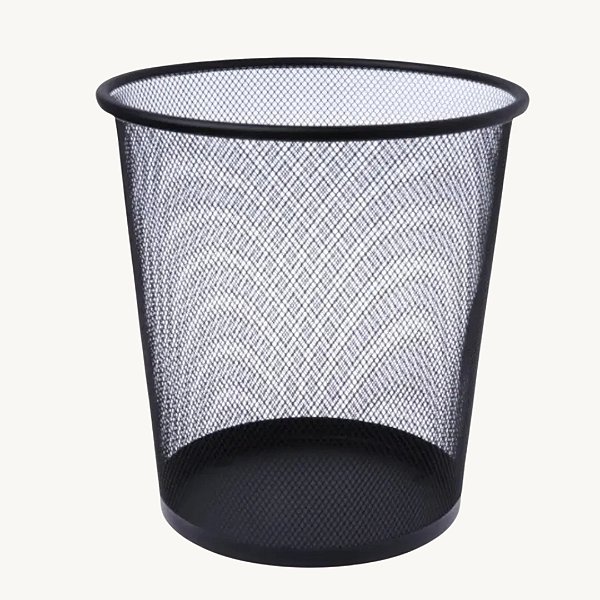Lixeira Cesto Para Escritório Telada Preto E Prata De Metal 19*26*23CM - LIX-06-4