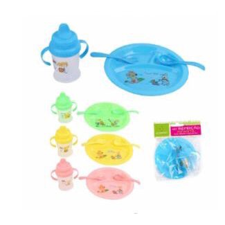 Kit Refeição Infantil Com 4 pçs Prato, Talher E Garrafa - KRI-41