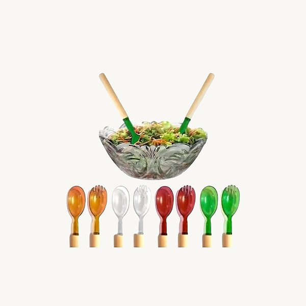Kit 2 Peças Para Misturar Salada Colher E Garfo Acrílico