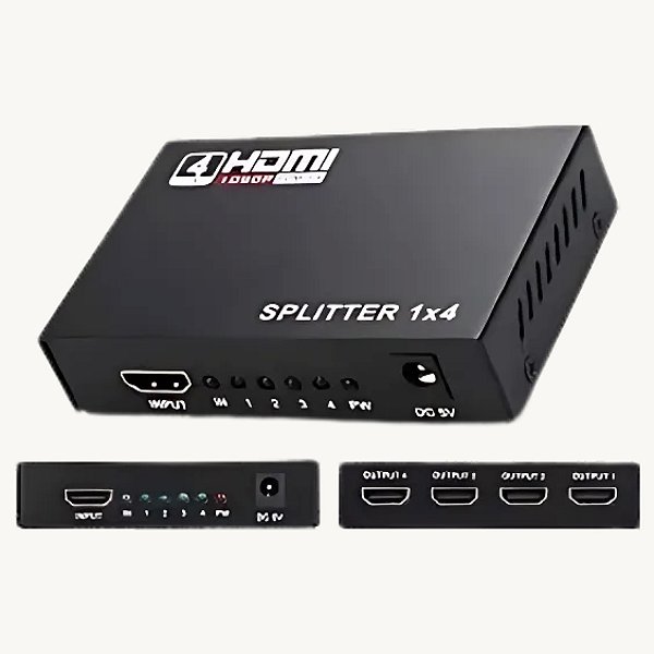 Splitter Distribuidor Hdmi 1x4 Divisor Full Hd 1.4 3d 1080p