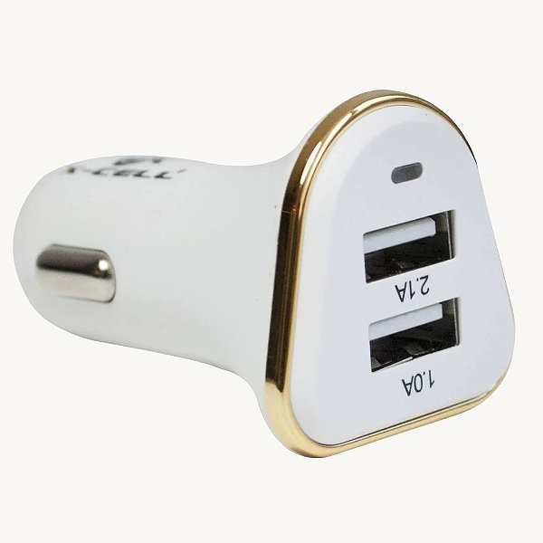 Carregador Veicular USB Multitensão  XC-V7-USB  Branco/Dourado   X-CELL  DS TOOLS