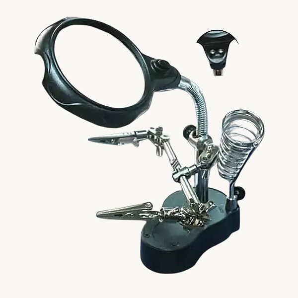 Lupa com Suporte e Pinça e Suporte para ferro de soldar DS 126-2