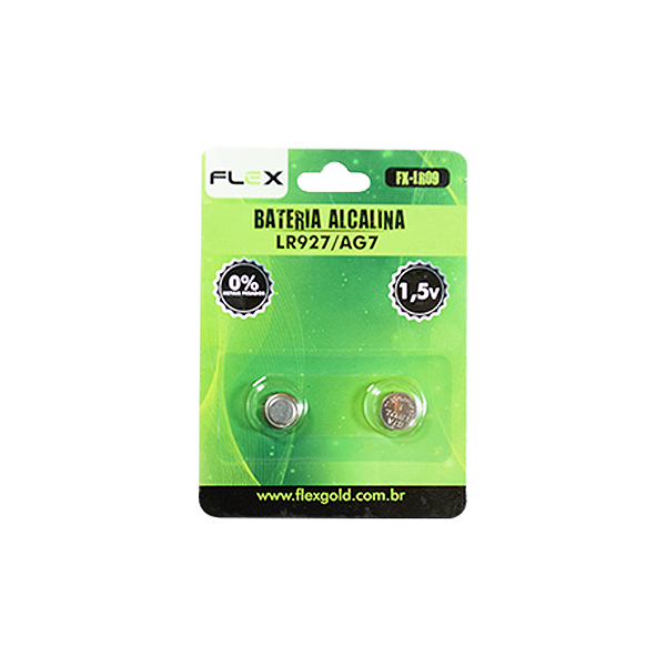 Bateria Alcalina LR927/AG7 Cartela com 2 Unidades - FX-LR09