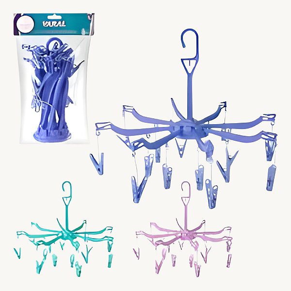 Varal Dobrável para Roupas Íntimas, Meias  - 16 Grampos - VARS-05