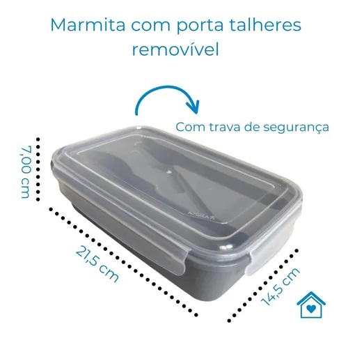 Marmita com Porta Talheres e Travas Laterais 900ml BPA FREE - 290