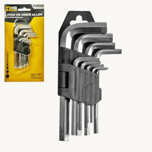Kit de Chaves Allen com 9 Peças G/PP 1.5 Até 10MM - FERR-216