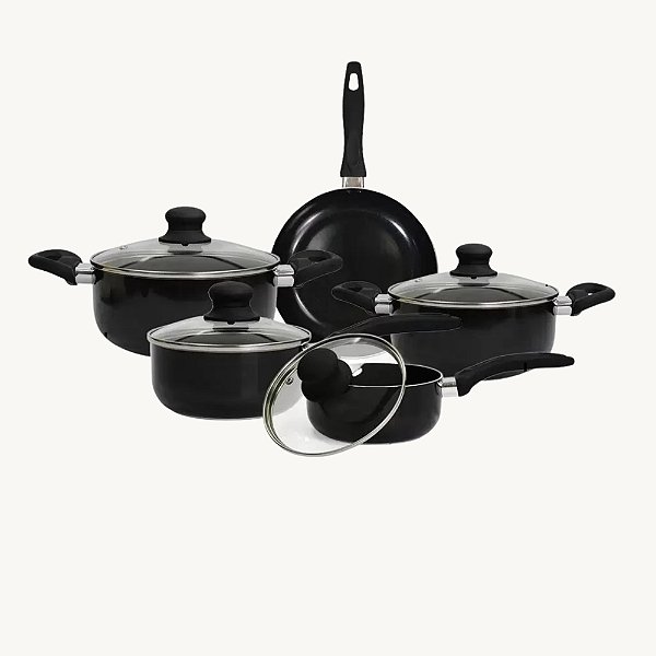 Conjunto de Panelas c/ 05 pçs Relobraz Preto Antiaderente  Qualidade Profissional - 76762