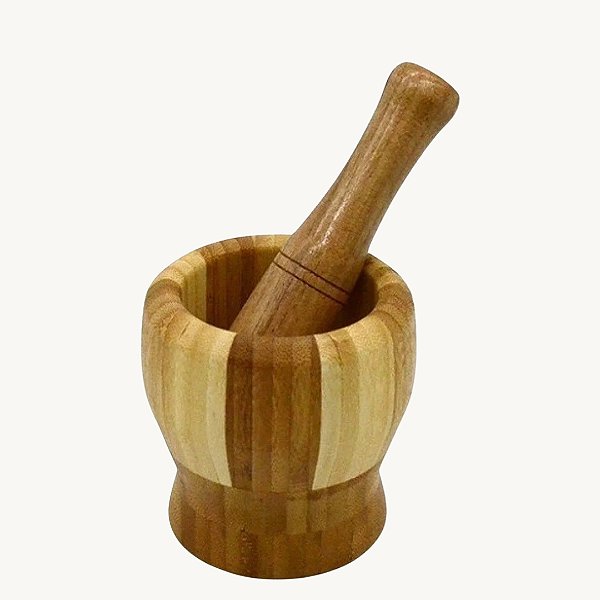 Pilão De Bambu Moedor 13x11cm - AG9108