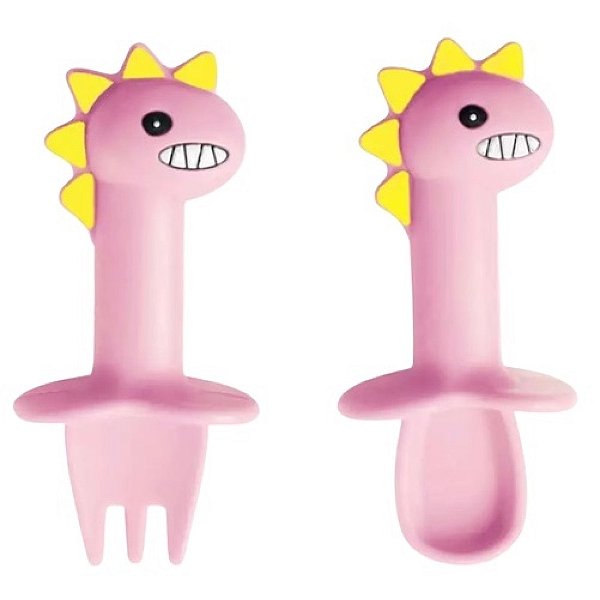 Colher E Garfo De Silicone Infantil Dinossauro - AG3103