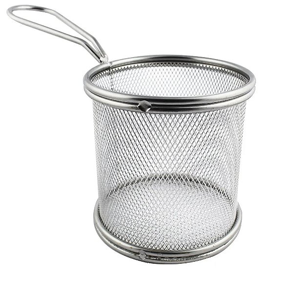 Mini Cesto Redondo em Inox para Porções e Petiscos - HC2031