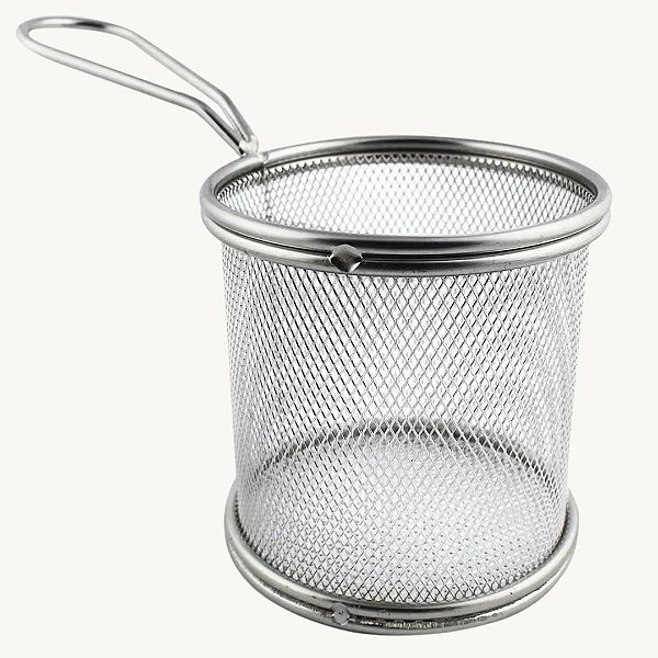 Mini Cesto Redondo em Inox para Porções e Petiscos - HC2031