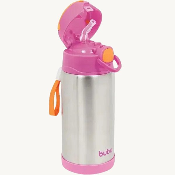 Garrafa Térmica Infantil Inox Parede Dupla com Canudo 400ml Buba - 11384/11385