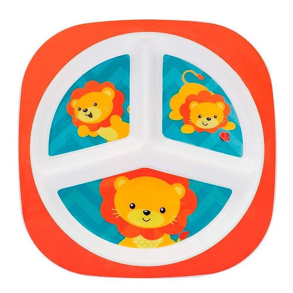 Prato Infantil Animal Fun com Divisórias Buba - 10701/10703
