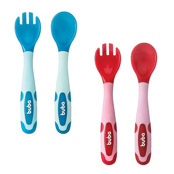 Talheres Flexíveis e Termossensíveis para Bebê Buba Garfinho e Colherzinha - 12617/12618